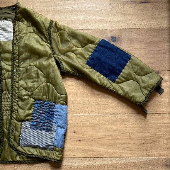 Vintage Army Liner with Japanese Patchwork (Sashiko) - Picture 4 of 8